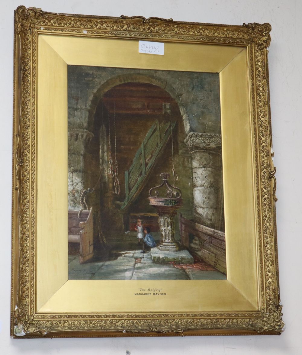 Margaret Rayner (1837-1920), watercolour, The Belfry, signed, 41 x 30cm